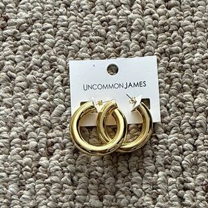 Uncommon James Shiny Gold Hoop Earrings